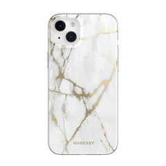 Mageasy Marble Case For iPhone 14 Plus - Champagne White