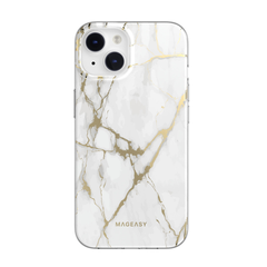 Mageasy Marble Case For iPhone 14 - Champagne White