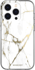 Mageasy Marble Case (MagSafe) For iPhone 14 Pro - Champagne White