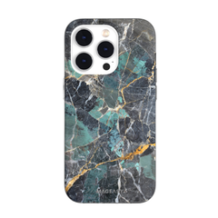 Mageasy Marble Case For iPhone 14 Pro - Emerald Blue