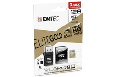 Emtec MicroSD 128GB with USB Reader - Gold