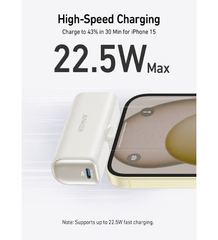 Anker Nano Power Bank w/ Built-in USB-C Connector - White