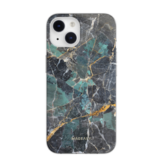 Mageasy Marble Case For iPhone 14 - Emerald Blue