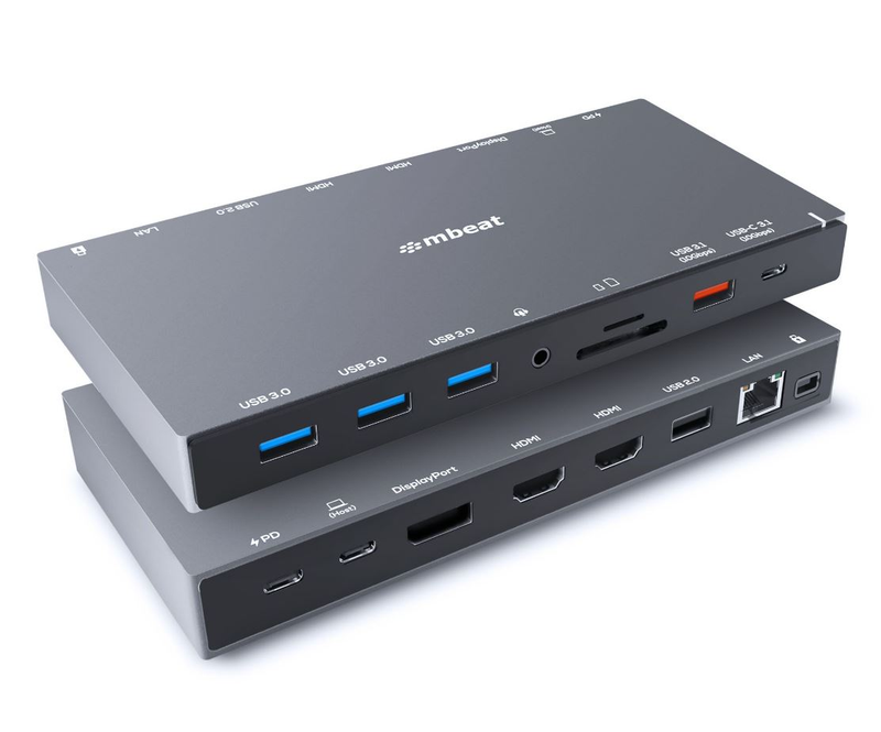 mbeat 15-in-1 Triple Display USB-C Docking Station - Space Grey