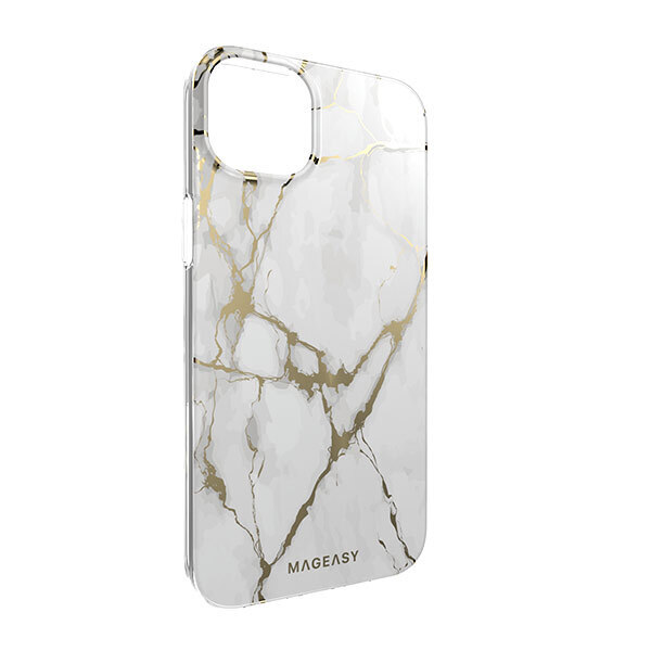 Mageasy Marble Case (MagSafe) For iPhone 14 Plus - Champagne White