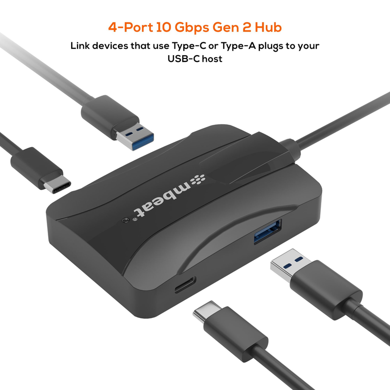 mbeat 4-Port 10Gbps USB-C 3.2 Gen2 Hub - Black