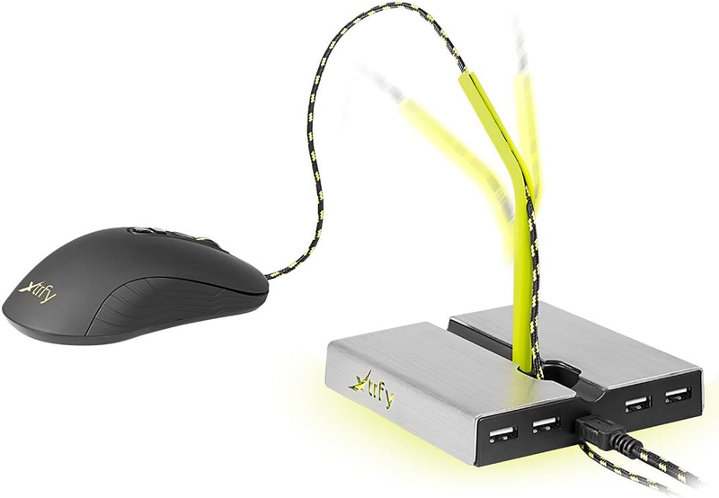 Xtrfy B1 Mouse Bungee with LED and USB Hub - Silver