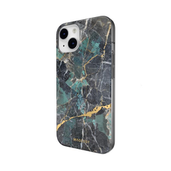 Mageasy Marble Case For iPhone 14 - Emerald Blue