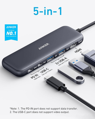 Anker 332 5-in-1 USB-C Hub with 4K HDMI - Black