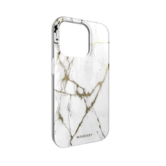 Mageasy Marble Case For iPhone 14 Pro - Champagne White