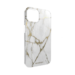 Mageasy Marble Case For iPhone 14 - Champagne White
