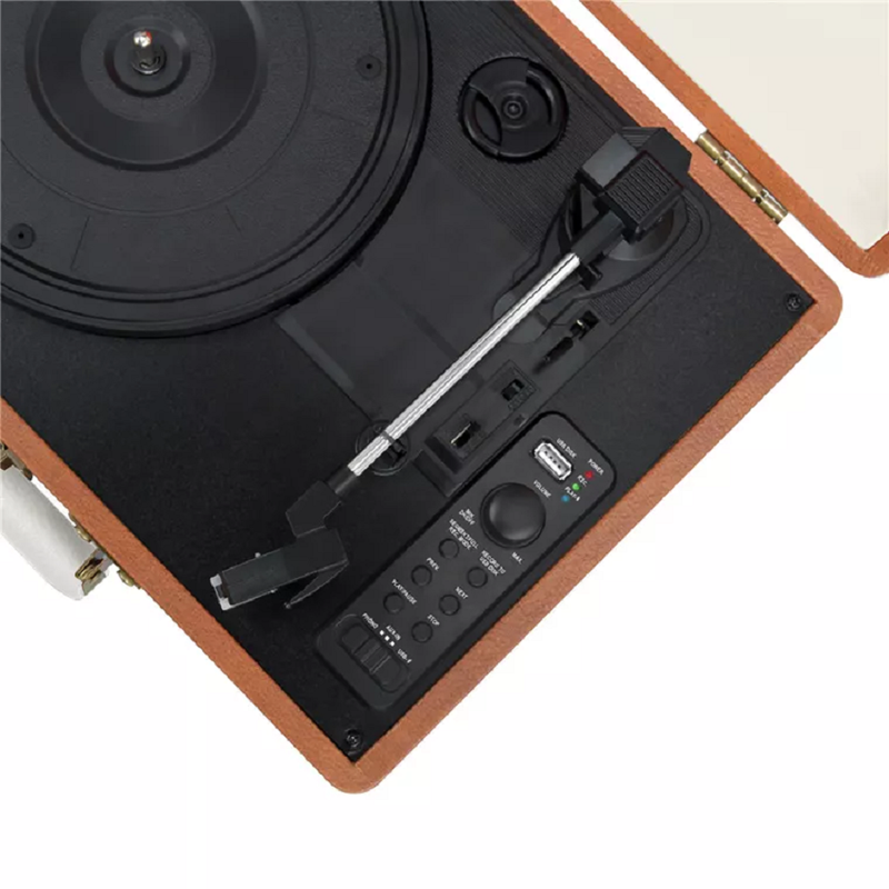 mbeat Woodstock Retro Turntable Recorder with Bluetooth - Brown
