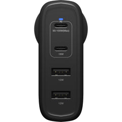 OtterBox 100W Four Port USB-C & USB-A PD Fast Wall Charger - Black
