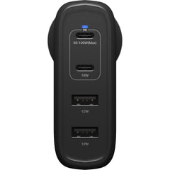 OtterBox 100W Four Port USB-C & USB-A PD Fast Wall Charger - Black