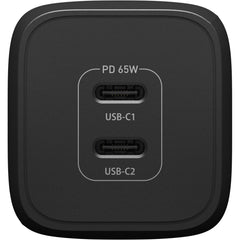 OtterBox 65W Dual Port USB-C PD Fast GaN Wall Charger - Black