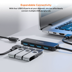 mbeat 4-Port USB 3.0 Hub with USB-C DC Port - Black
