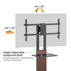 Brateck Heavy-Duty TV Floor Stand w/ Equipment Shelf 45