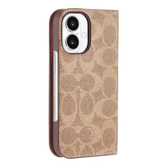 Coach Folio Case For iPhone 16 - Signature Tan