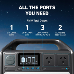 Anker PowerHouse 512WH with 535 Portable Power Station - Black