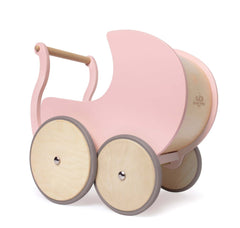 Kinderfeets 2 In 1 Wooden Baby Walker & Doll Pram - Rose