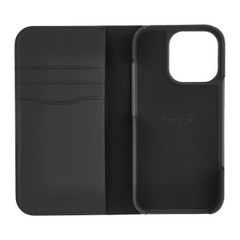 Coach Folio Case For iPhone 16 Pro - Signature Charcoal