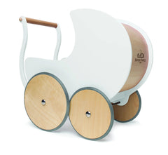 Kinderfeets 2 In 1 Wooden Baby Walker & Doll Pram - White