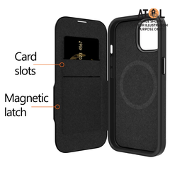EFM Monaco Wallet Case w/ D3O For iPhone 15 - Black/Space Grey