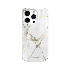 Mageasy Marble Case For iPhone 14 Pro - Champagne White