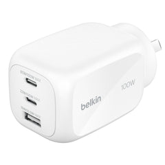 Belkin BoostCharge Pro 100W 3-Port GaN Wall Charger - White