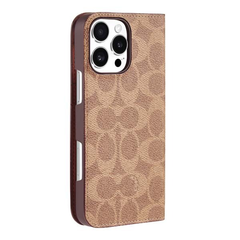 Coach Folio Case For iPhone 16 Pro Max - Signature Tan