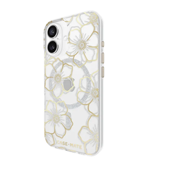 Case-Mate Floral Gems MagSafe Case For iPhone 16 - Clear/ Gold
