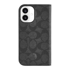Coach Folio Case For iPhone 16 - Signature Charcoal