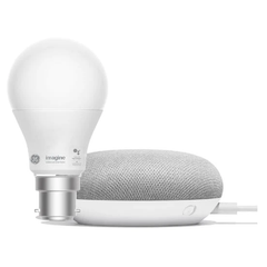 Google Nest Mini with GE Imagine A60 Smart Light Starter Kit (B22)