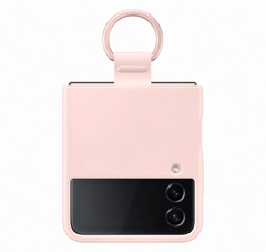 Samsung Silicone Cover With Ring For Galaxy Z Flip4 - Pink Gold