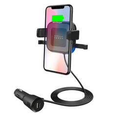 mbeat 10W Wireless Car Charger with 2.4A USB Charging - Black