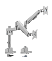 Brateck Pole-Mounted Thin Gas Spring Dual Monitor Arm - Matte Grey