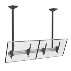 Brateck Dual Screen Menu Board Ceiling Mount with Long Pole - Black