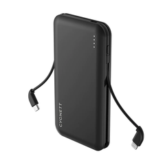Cygnett ChargeUp 10K mAh Power Bank with charging cables - Black