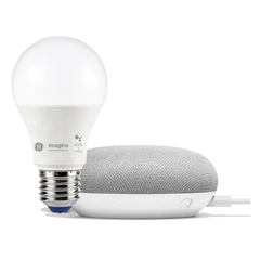 Google Nest Mini with GE Imagine A60 Smart Light Starter Kit (E27)