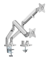 Brateck Epic Gas Spring Aluminum Dual Monitor Arm - Gloss Grey