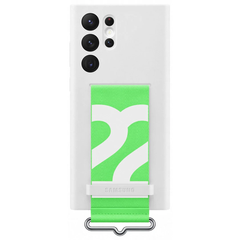 Samsung Silicone Cover with Strap for Galaxy S22 Ultra - White