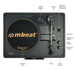 mbeat Woodstock 2 Retro Turntable Player - Black
