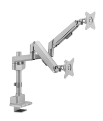 Brateck Pole-Mounted Thin Gas Spring Dual Monitor Arm - Matte Grey