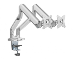 Brateck Epic Gas Spring Aluminum Dual Monitor Arm - Gloss Grey