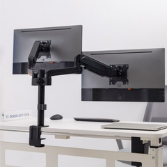 Brateck Pole-Mounted Gas Spring Dual Monitor Arm - Black