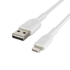 Belkin BOOST CHARGE 2m Braided Lightning to USB-A Cable - White