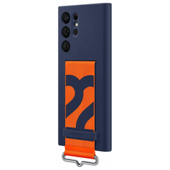 Samsung Silicone with Strap Cover for Galaxy S22 Ultra - Navy