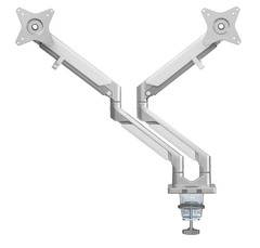 Brateck Epic Gas Spring Aluminum Dual Monitor Arm - Gloss Grey