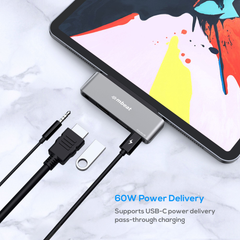 mbeat Elite Mini 4 In 1 USB-C Mobile Hub - Grey