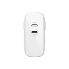 Belkin BOOST CHARGE Dual USB-C PD GaN Wall Charger (68W) - White